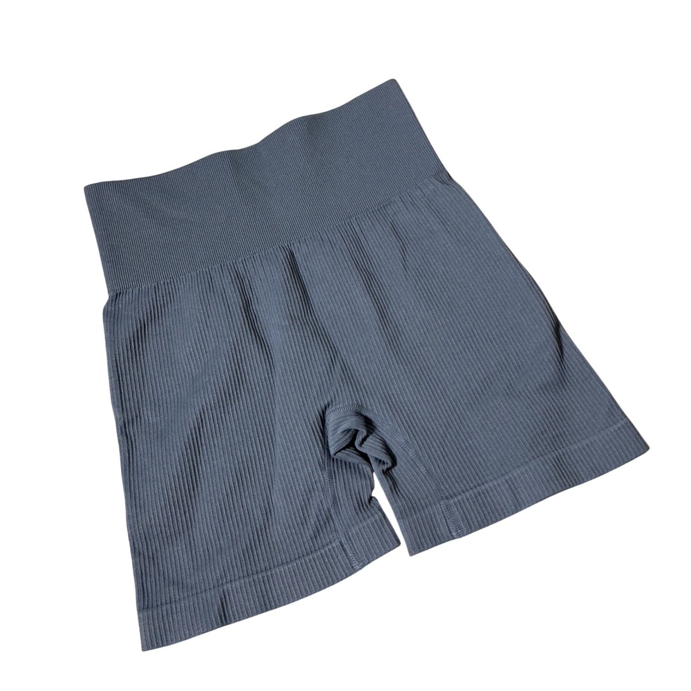 OQQ Ribbed Seamless‎ Biker Shorts Women S Gray High Waist Yoga Gym Activewear